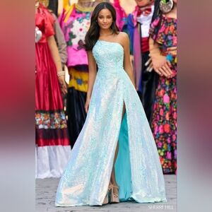 Sherri Hill #55342 Iridescent LILAC One-Shoulder Prom Dress, Size 22